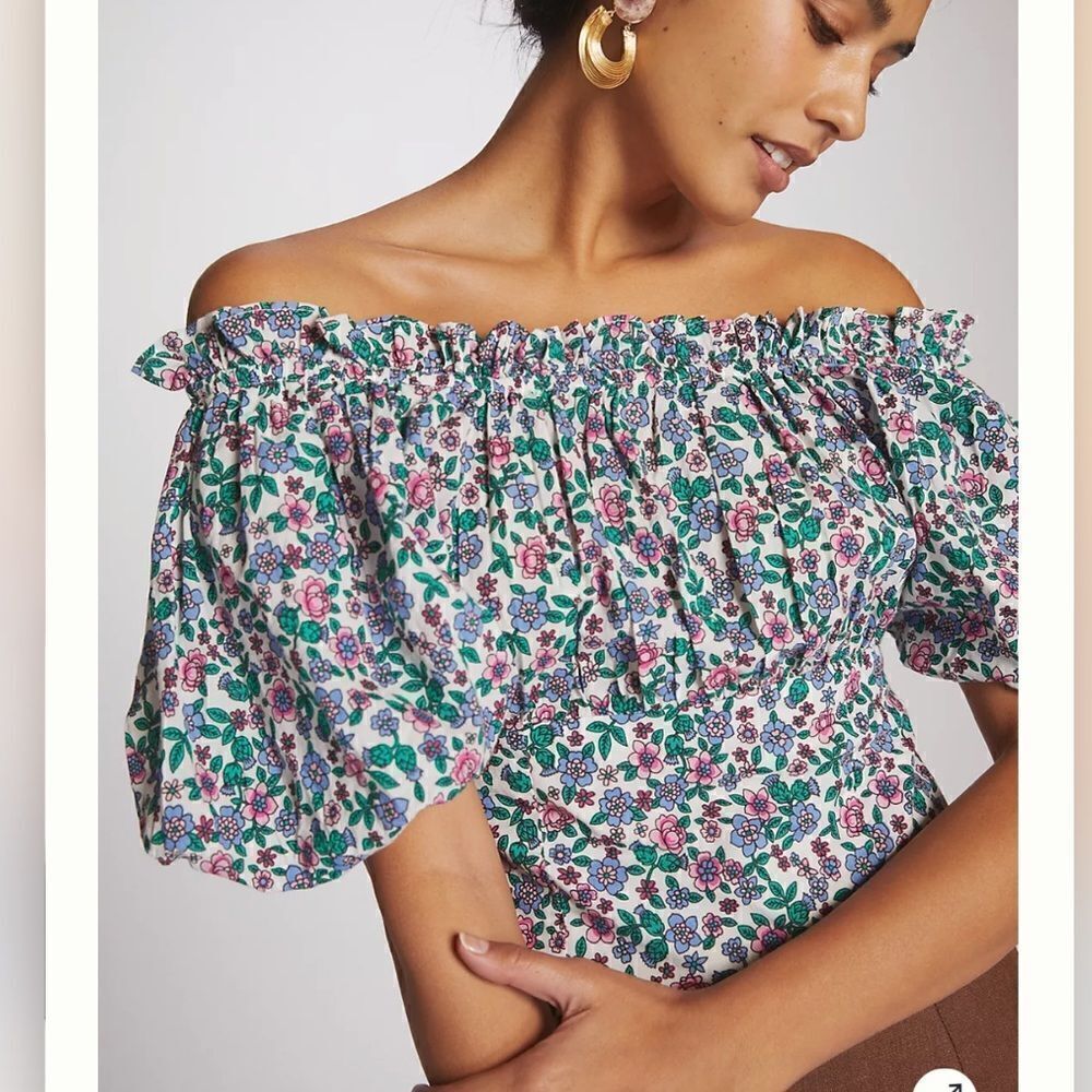 Anthropologie Banjanan Floral Off the Shoulder Top NWT